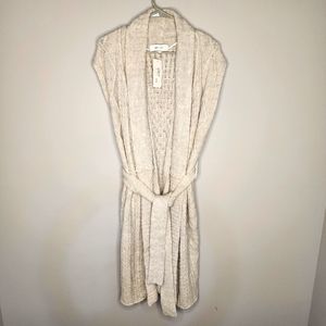 John + Jenn Maxinne Sleeveless Heathered Grey Tie Long Cardigan Size Small